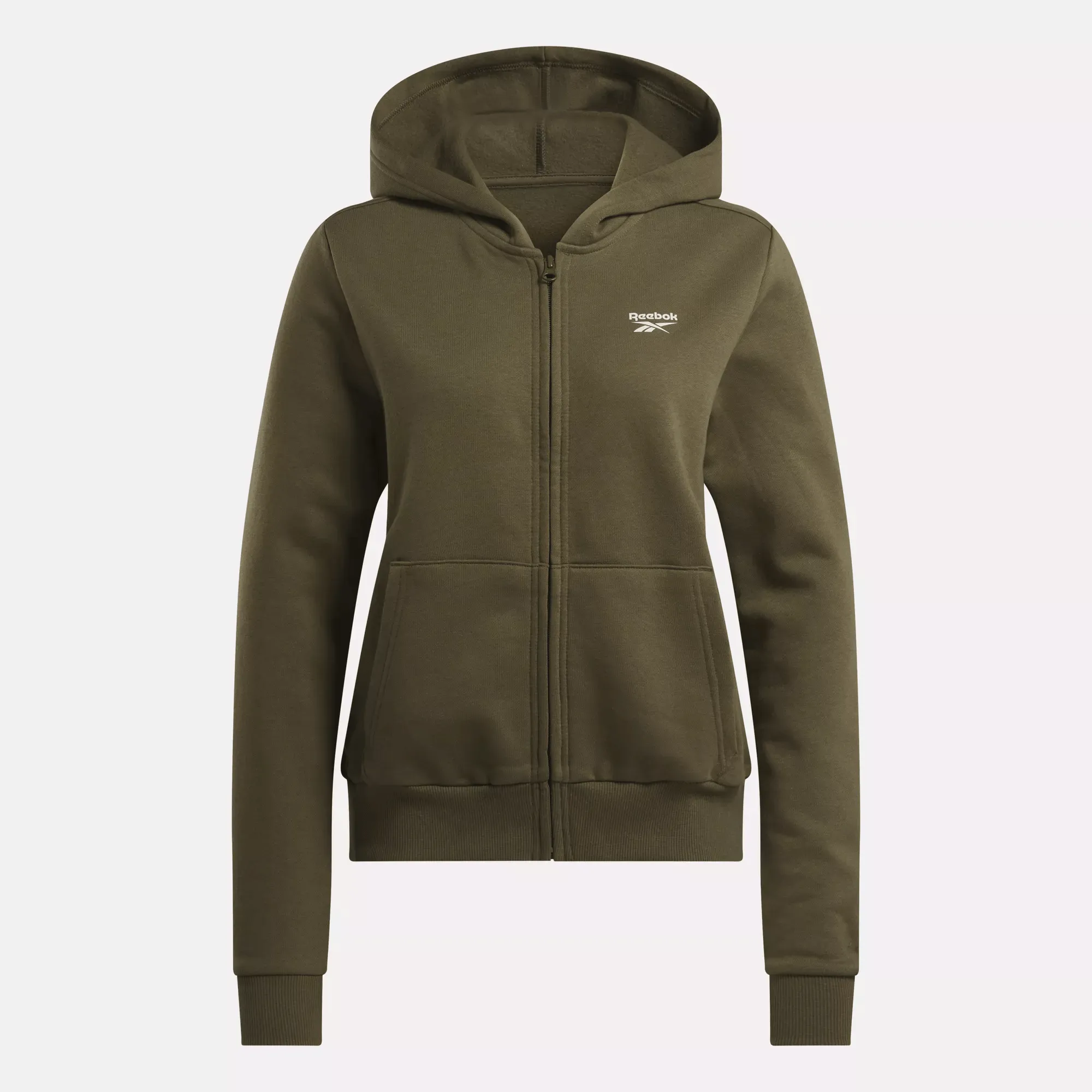 Vêtements Reebok pour Femmes Pull à Capuche Reebok Identity avec Petit Logo en Polaire à Fermeture Éclair Complète