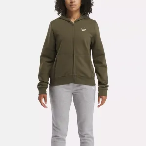 Vêtements Reebok pour Femmes Pull à Capuche Reebok Identity avec Petit Logo en Polaire à Fermeture Éclair Complète