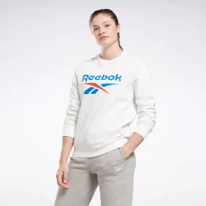 Reebok Sweat-shirt à capuche pour femmes avec grand logo en molleton blanc Reebok