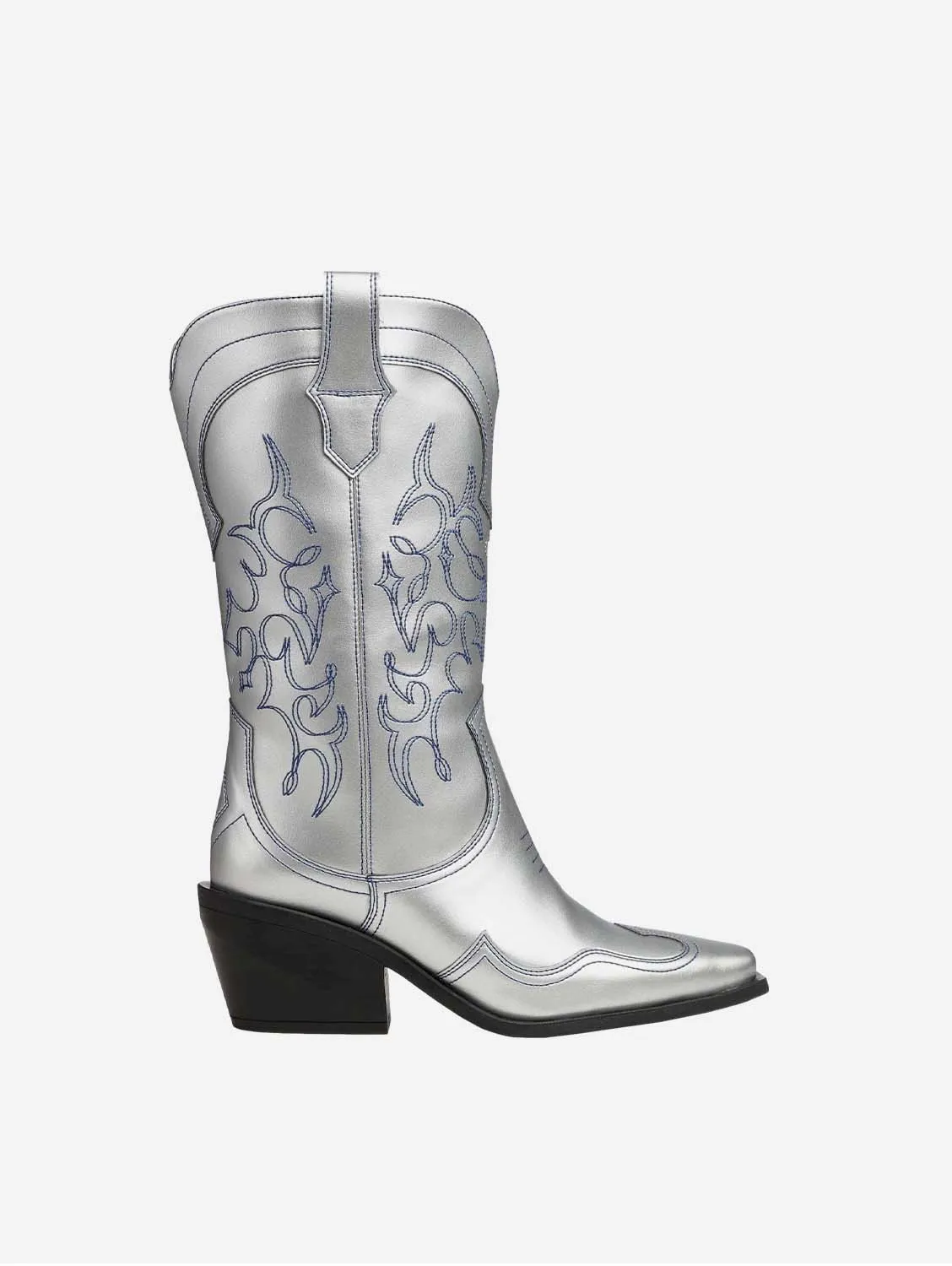 Bottes cowboy en cuir végan Regan II à motif pomme | Argenté