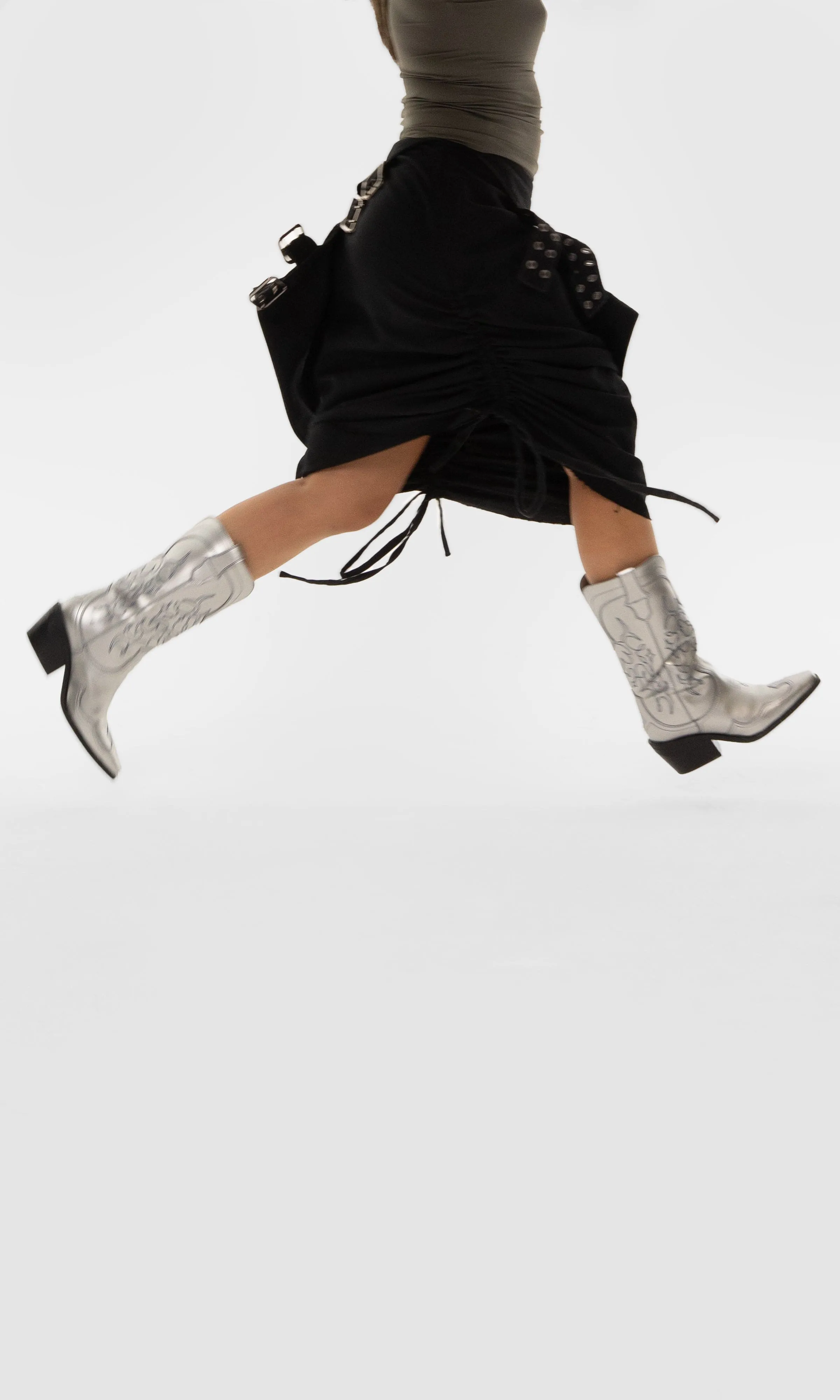 Bottes cowboy en cuir végan Regan II à motif pomme | Argenté