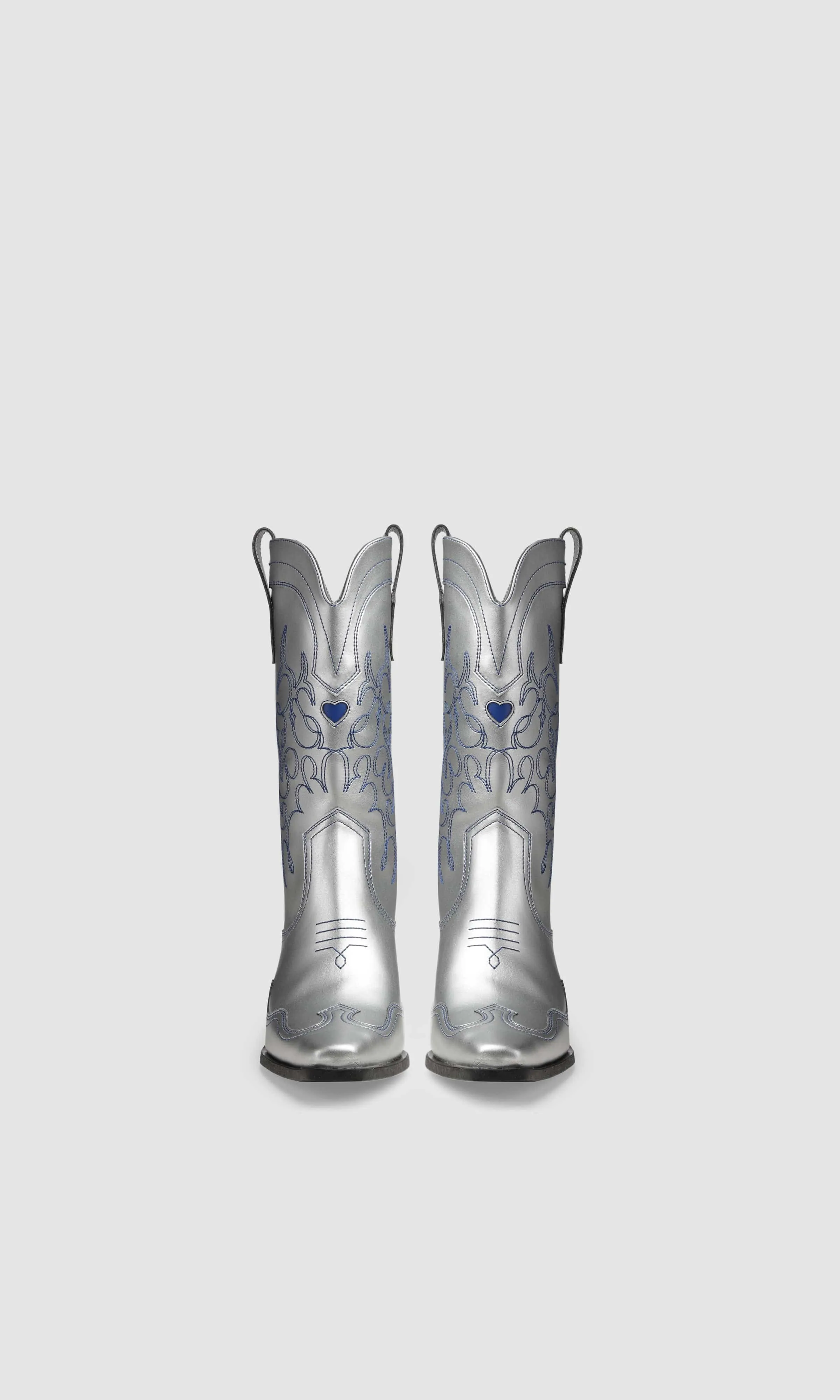 Bottes cowboy en cuir végan Regan II à motif pomme | Argenté