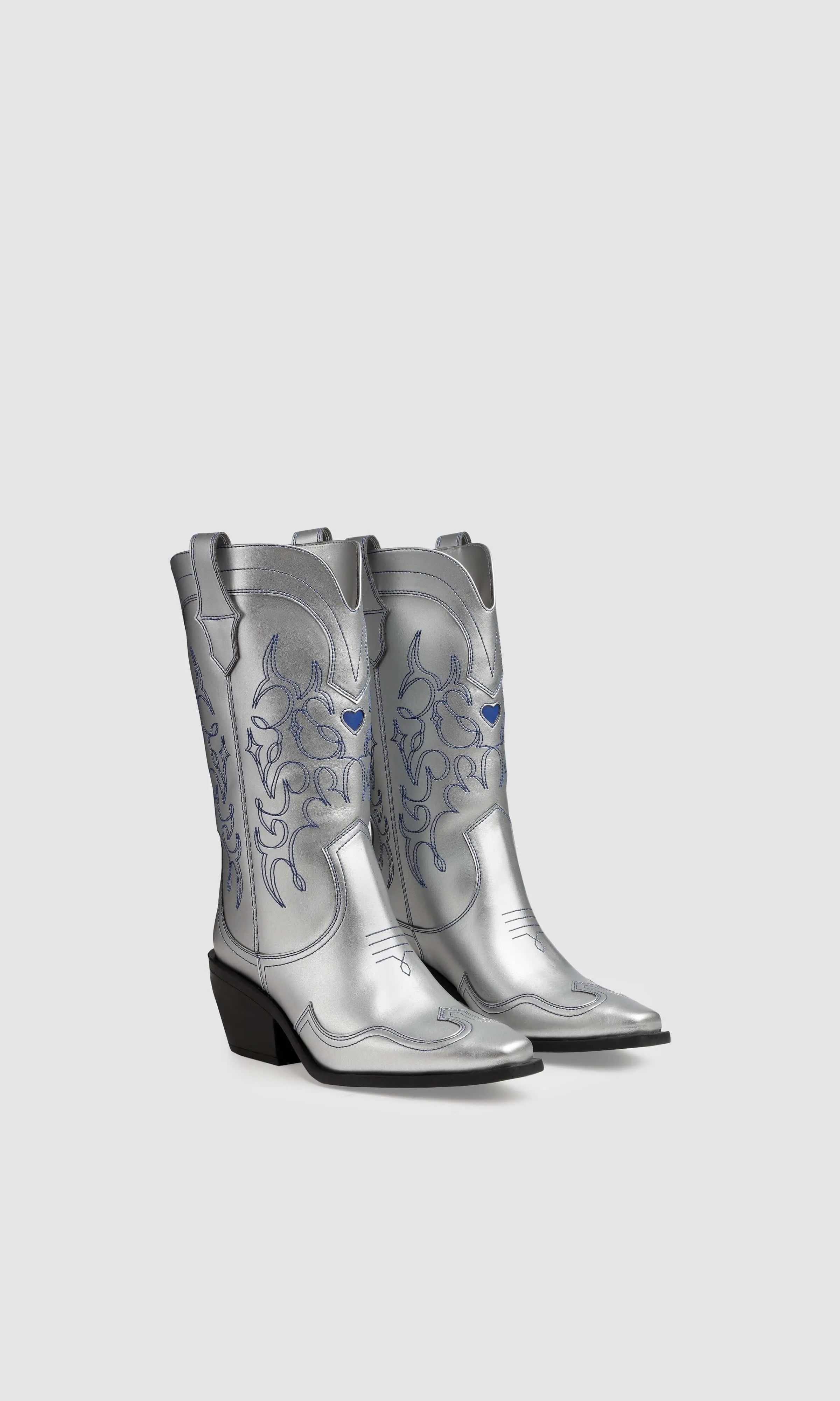 Bottes cowboy en cuir végan Regan II à motif pomme | Argenté