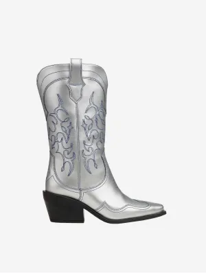 Bottes cowboy en cuir végan Regan II à motif pomme | Argenté