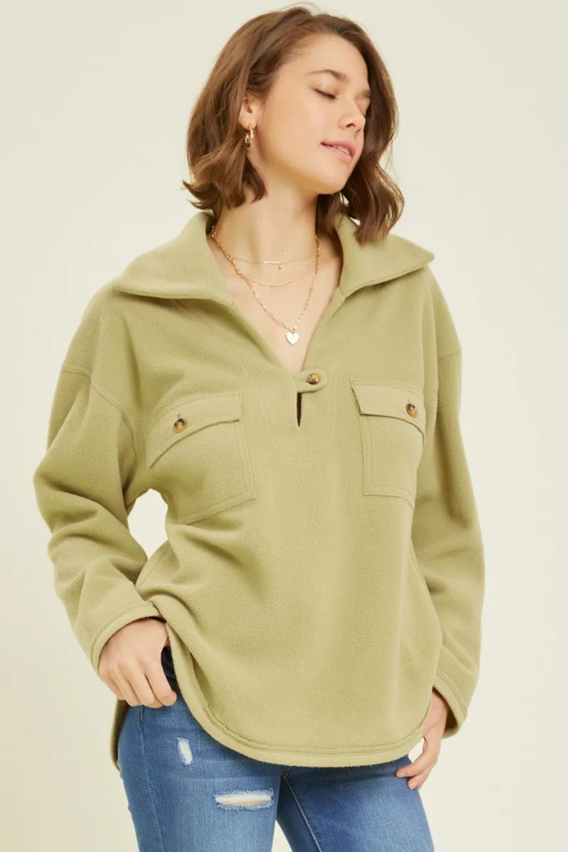 Pull en polaire à col Renlee (Matcha)
