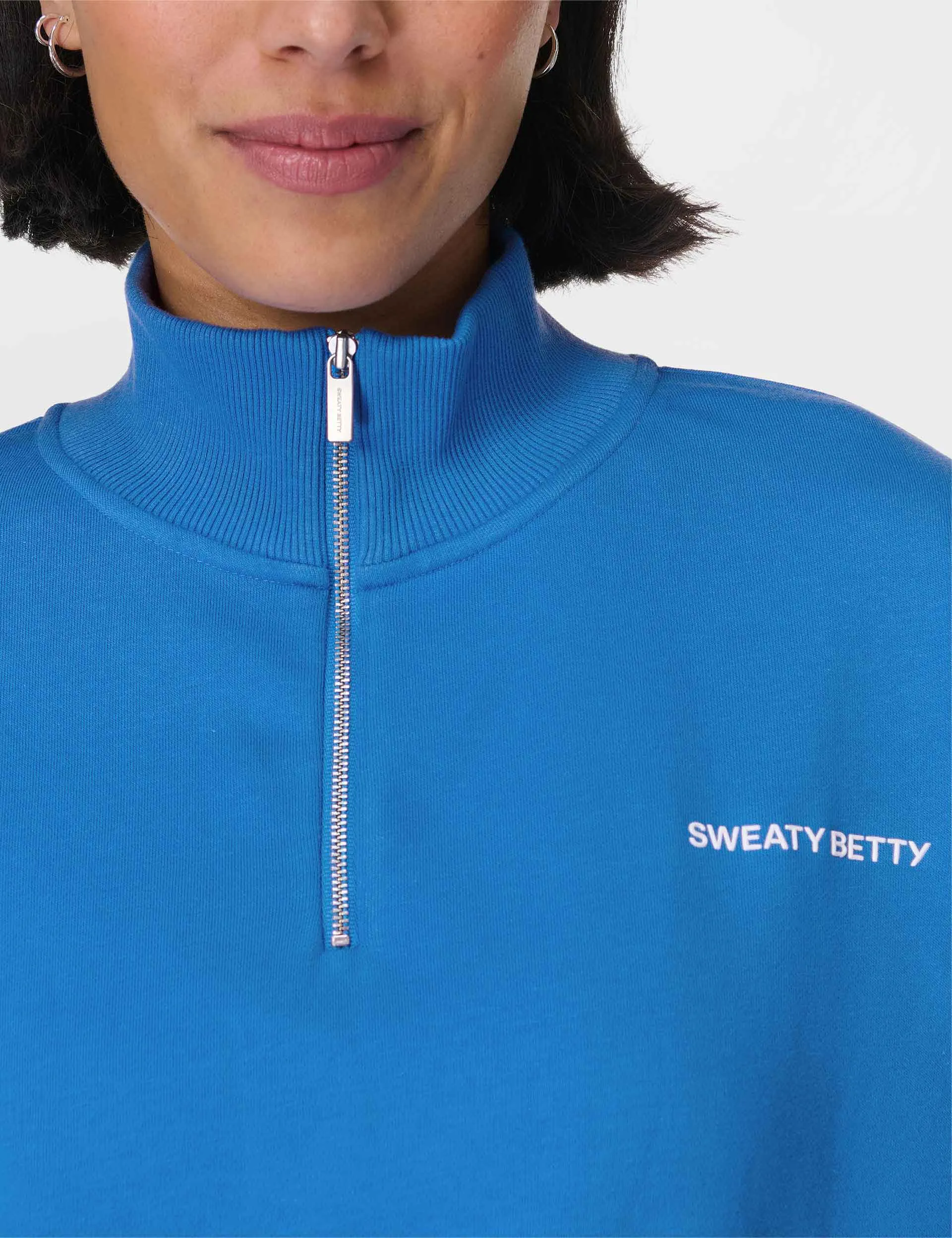 Veste Revive Crop à demi-fermeture éclair - Bleu marée
