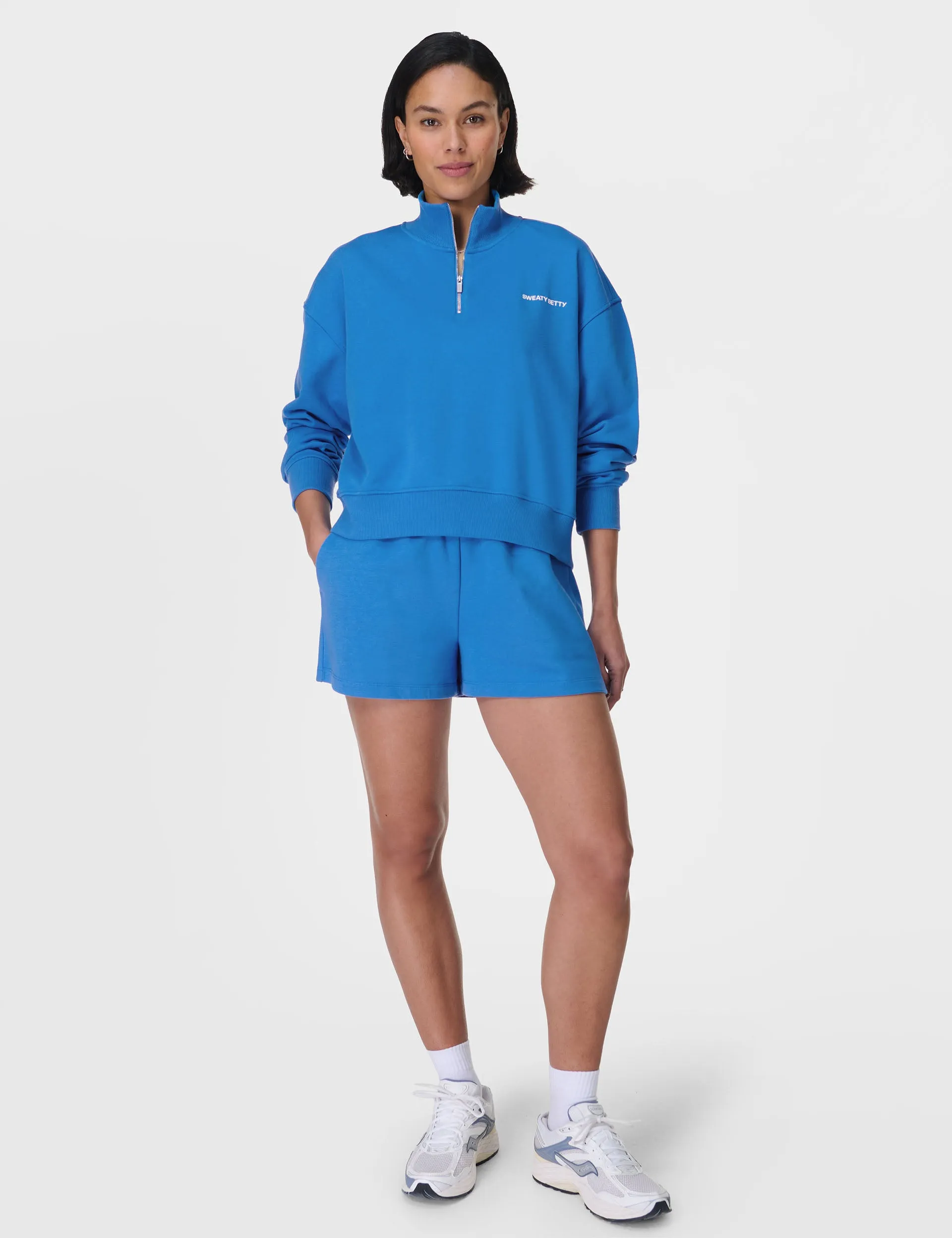 Veste Revive Crop à demi-fermeture éclair - Bleu marée