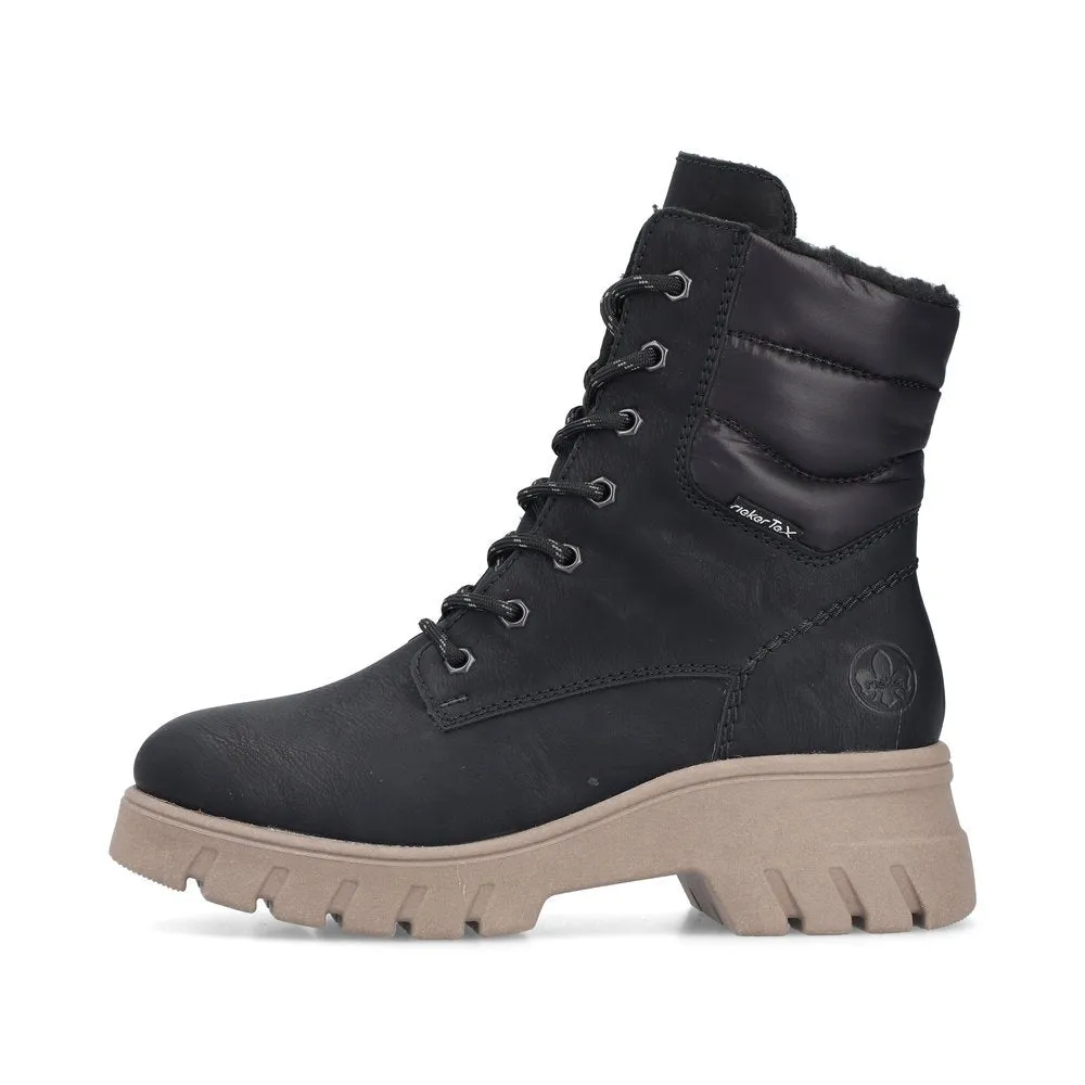 Rieker Chaussures 71831-00 Noir Cheville Lacet/Zip RTex