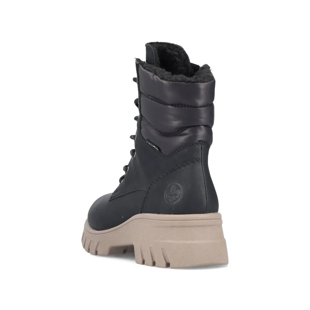Rieker Chaussures 71831-00 Noir Cheville Lacet/Zip RTex