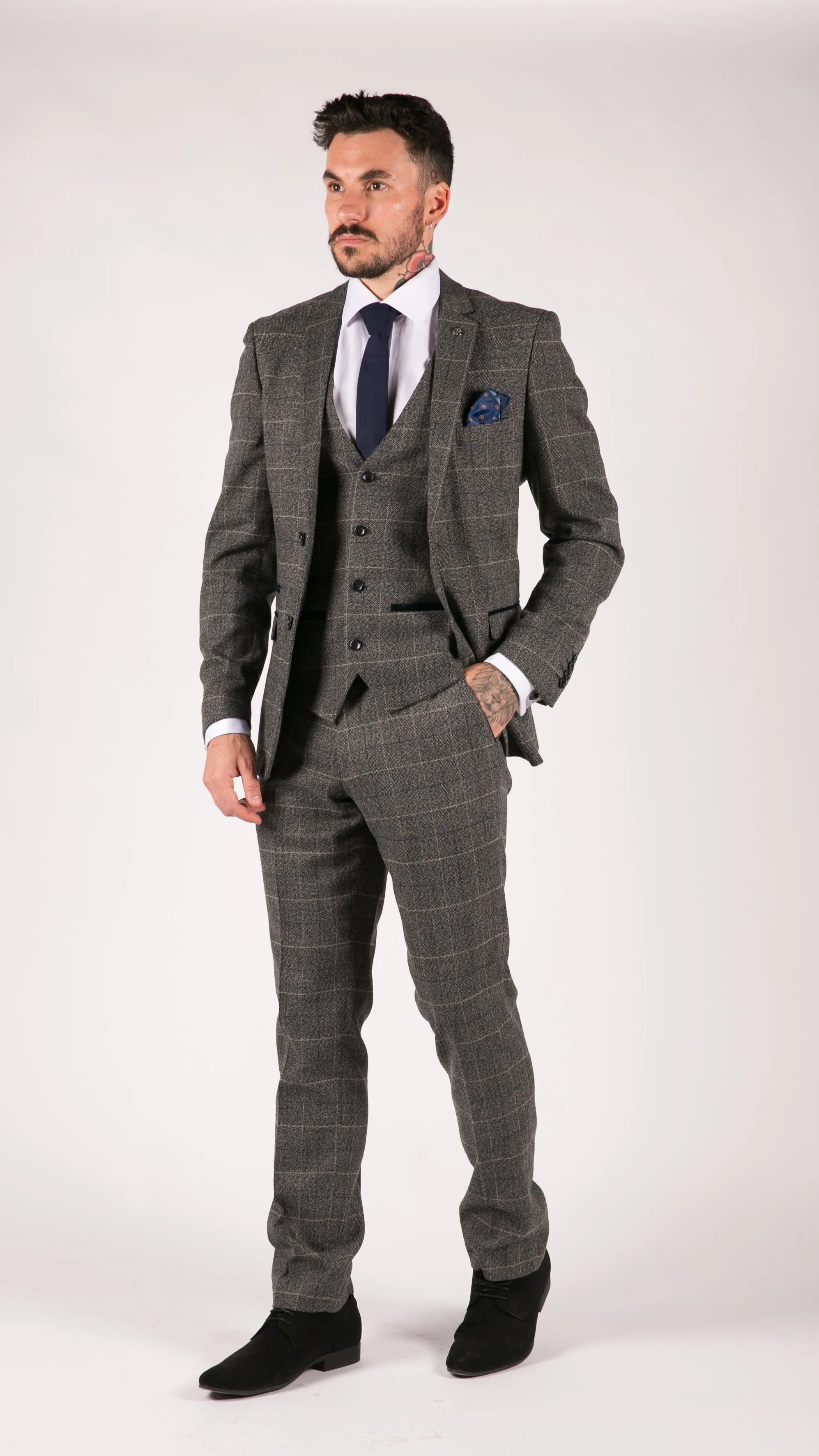 Scott Costume 3 pièces en tweed à chevrons