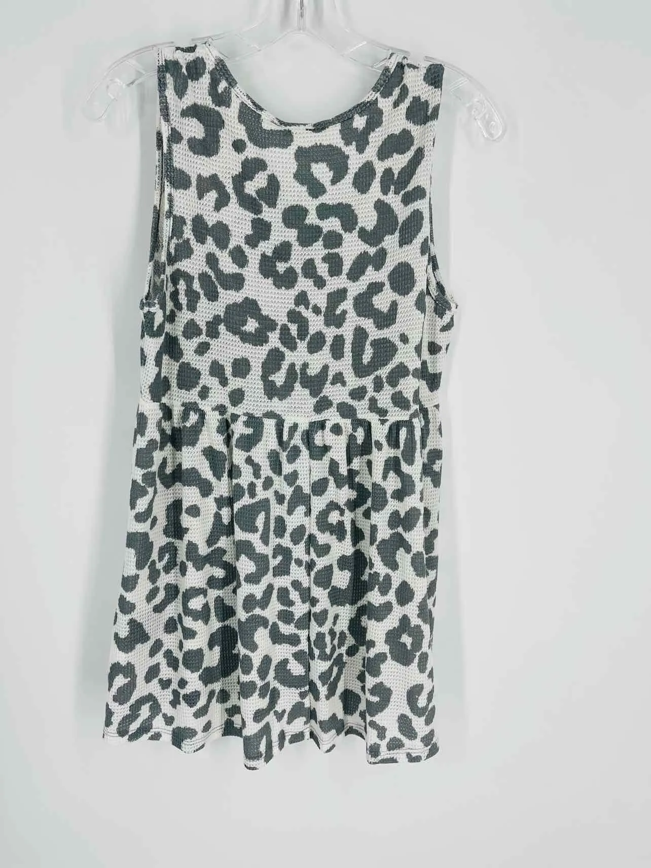 Haut sans manches en gaufrette imprimé animalier blanc/gris taille M