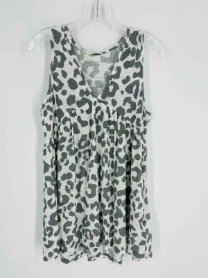 Haut sans manches en gaufrette imprimé animalier blanc/gris taille M