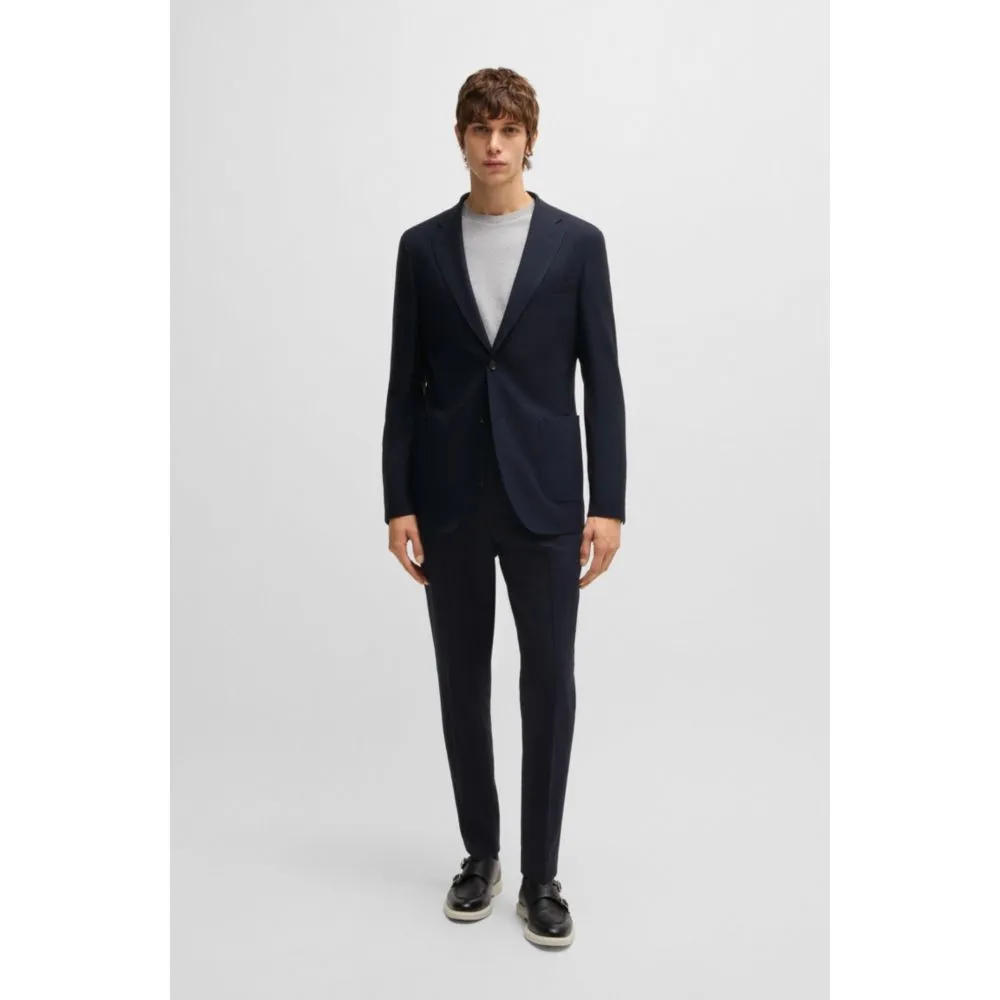 Veste de costume ajustée en mélange de laine structuré