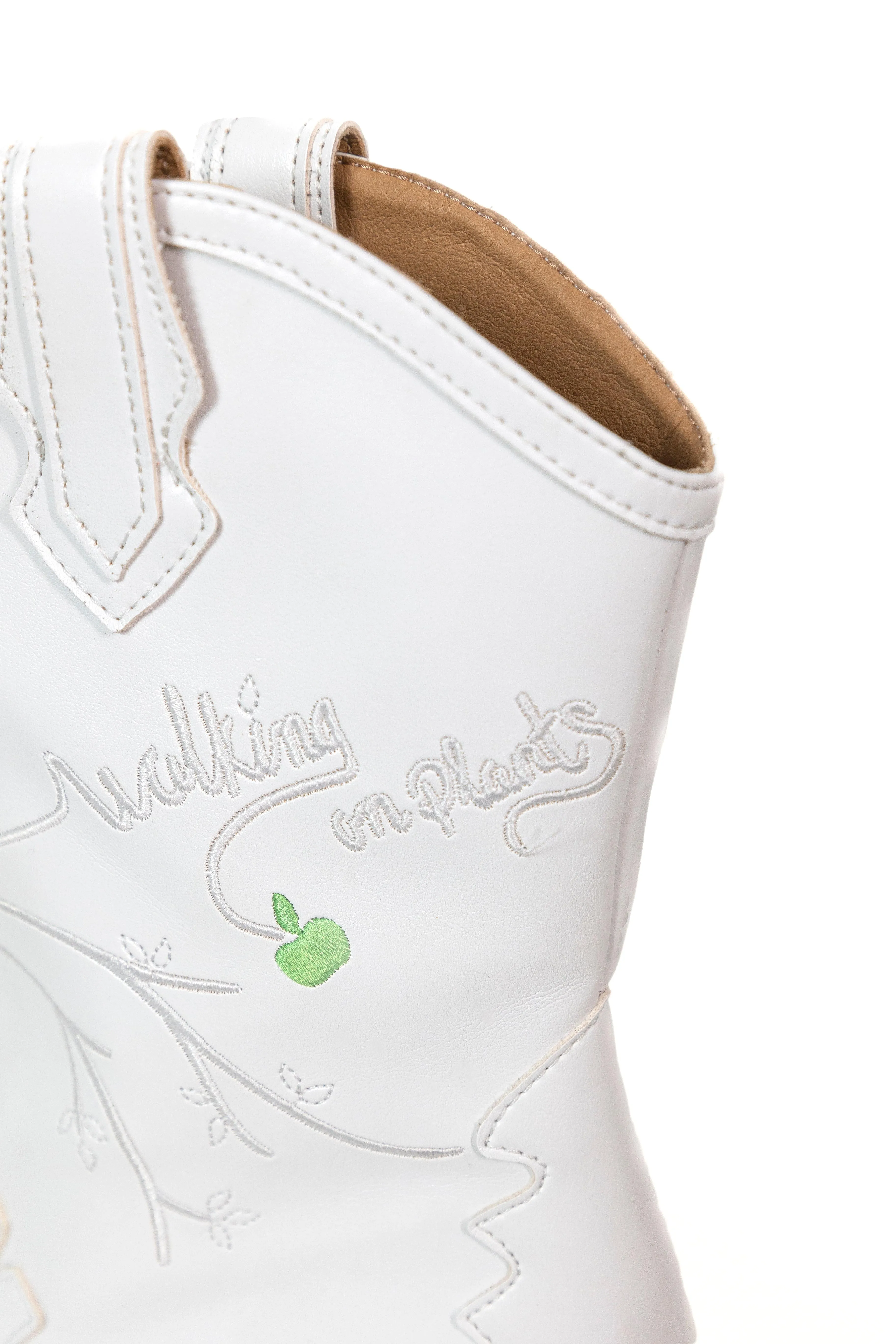 Bottes cowboy en similicuir végan Sofie à motif pomme | Blanc