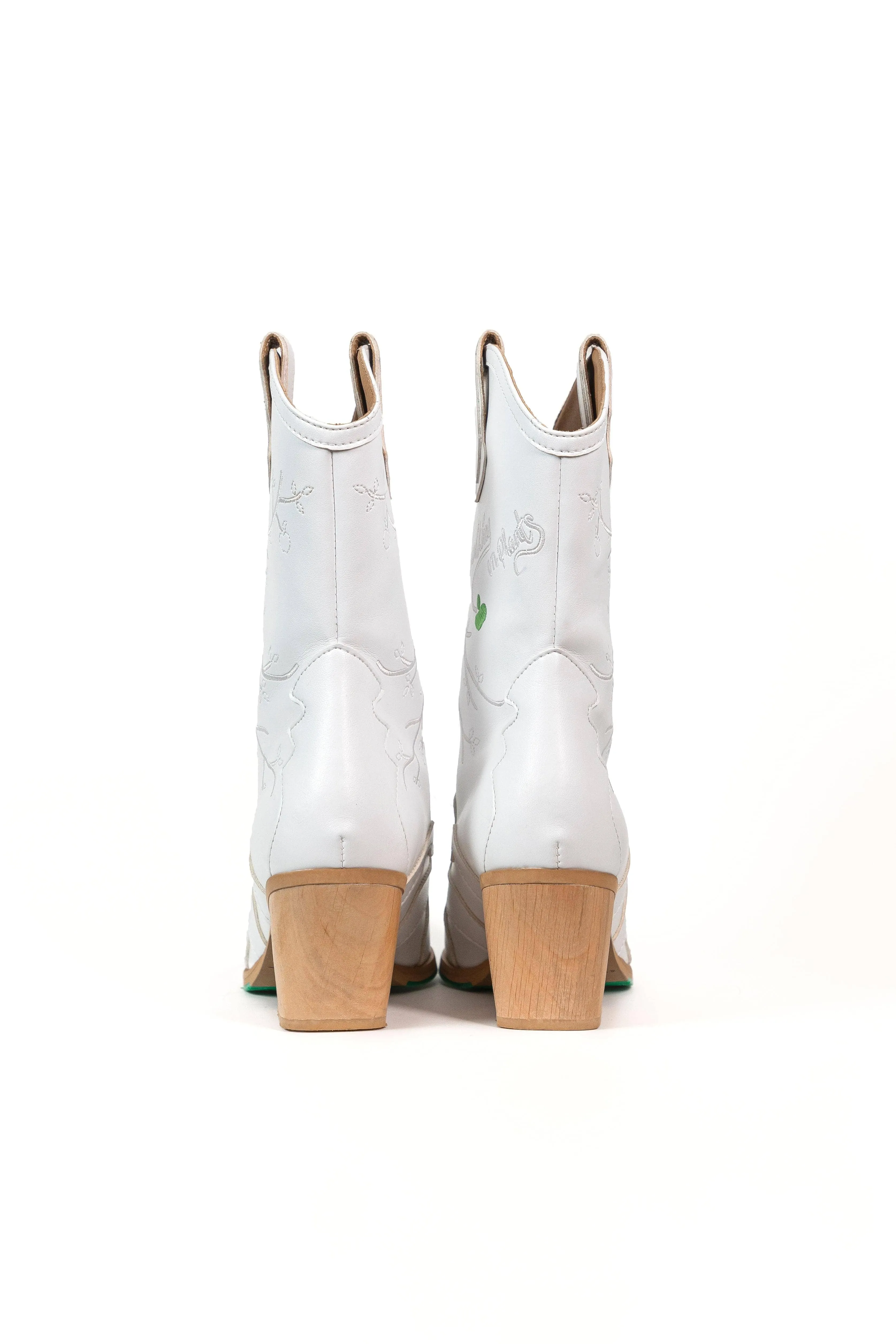 Bottes cowboy en similicuir végan Sofie à motif pomme | Blanc