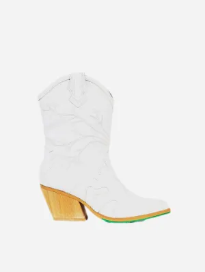Bottes cowboy en similicuir végan Sofie à motif pomme | Blanc