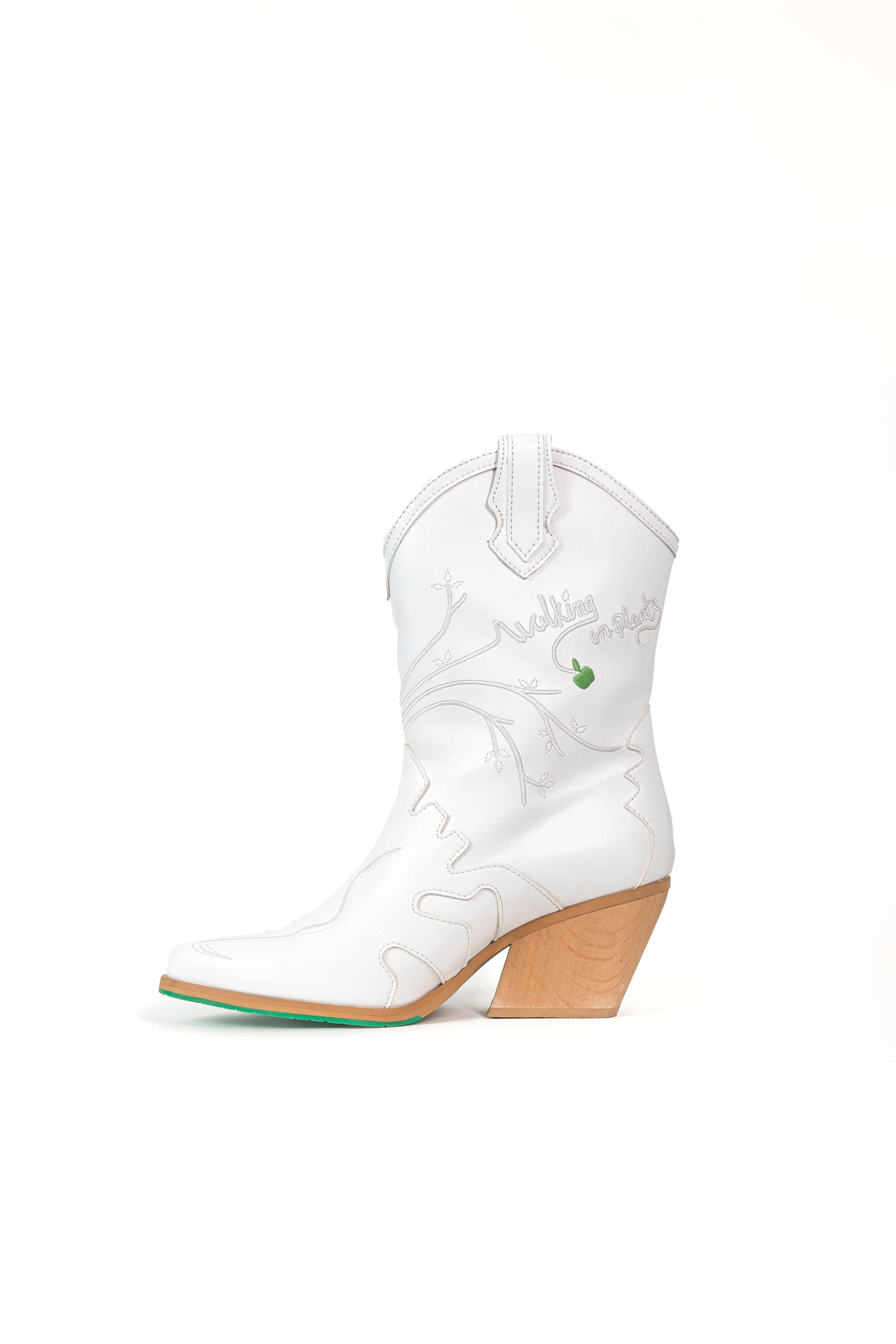 Bottes cowboy en similicuir végan Sofie à motif pomme | Blanc