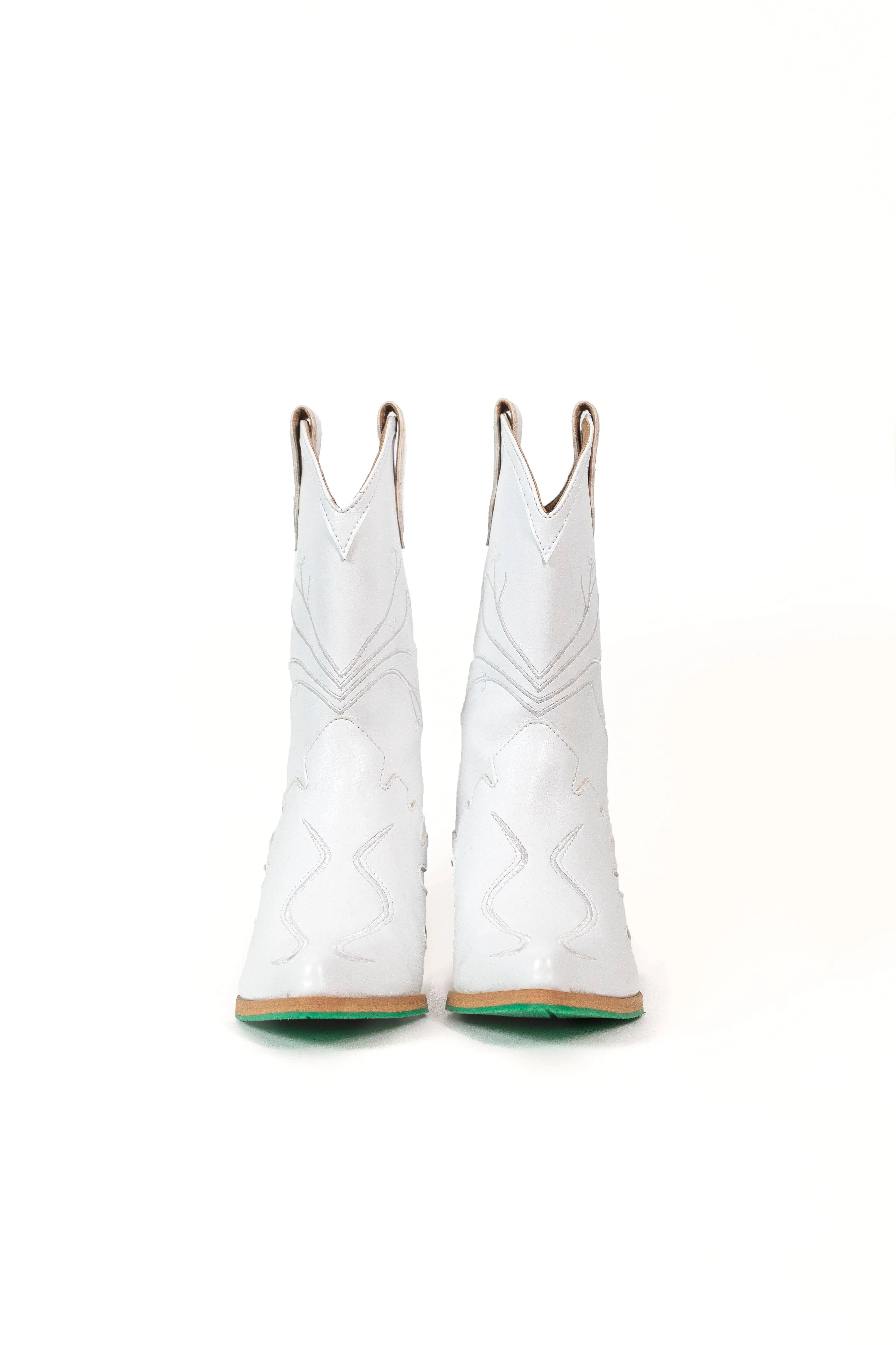 Bottes cowboy en similicuir végan Sofie à motif pomme | Blanc