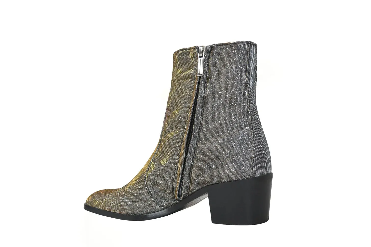 Bottes vegan Steffy à talons bas en similicuir | Métallisé