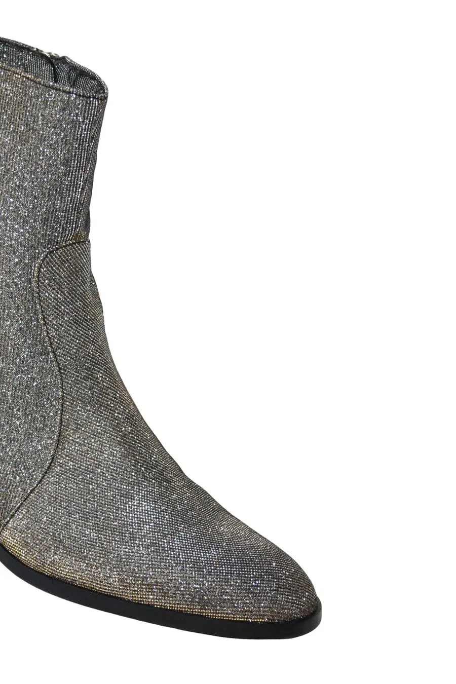 Bottes vegan Steffy à talons bas en similicuir | Métallisé