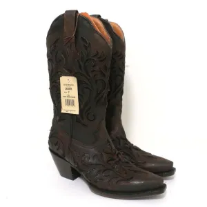 Bottes cowboy Stetson marron en cuir ajouré avec lacets taille 7 NEUVE