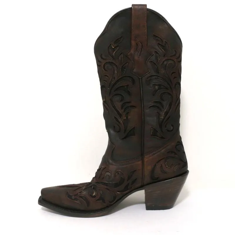 Bottes cowboy Stetson marron en cuir ajouré avec lacets taille 7 NEUVE