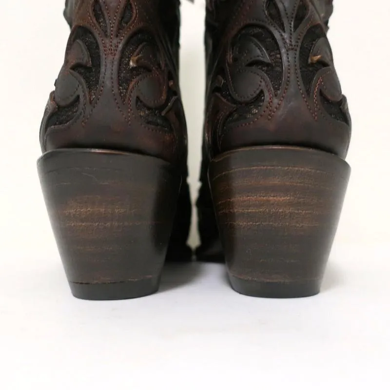 Bottes cowboy Stetson marron en cuir ajouré avec lacets taille 7 NEUVE