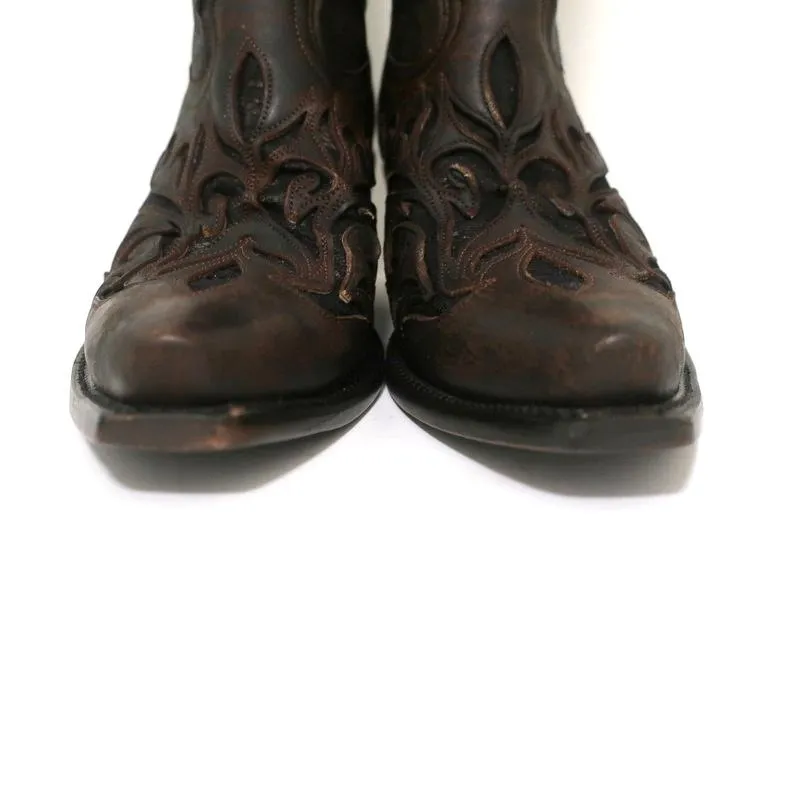 Bottes cowboy Stetson marron en cuir ajouré avec lacets taille 7 NEUVE