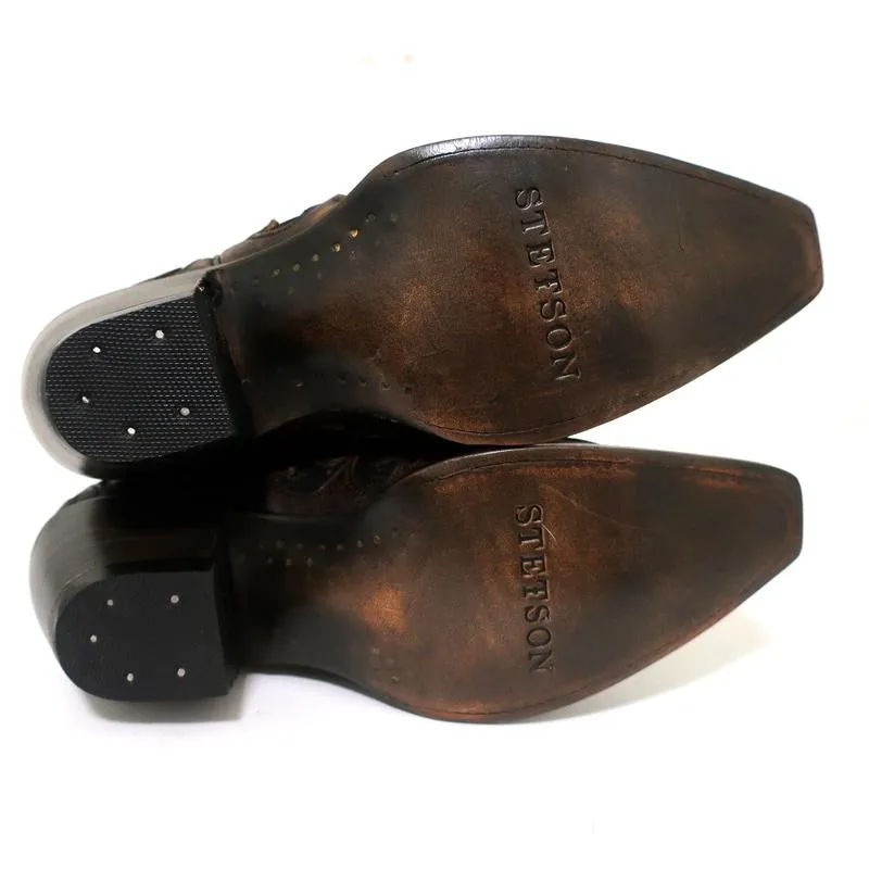 Bottes cowboy Stetson marron en cuir ajouré avec lacets taille 7 NEUVE
