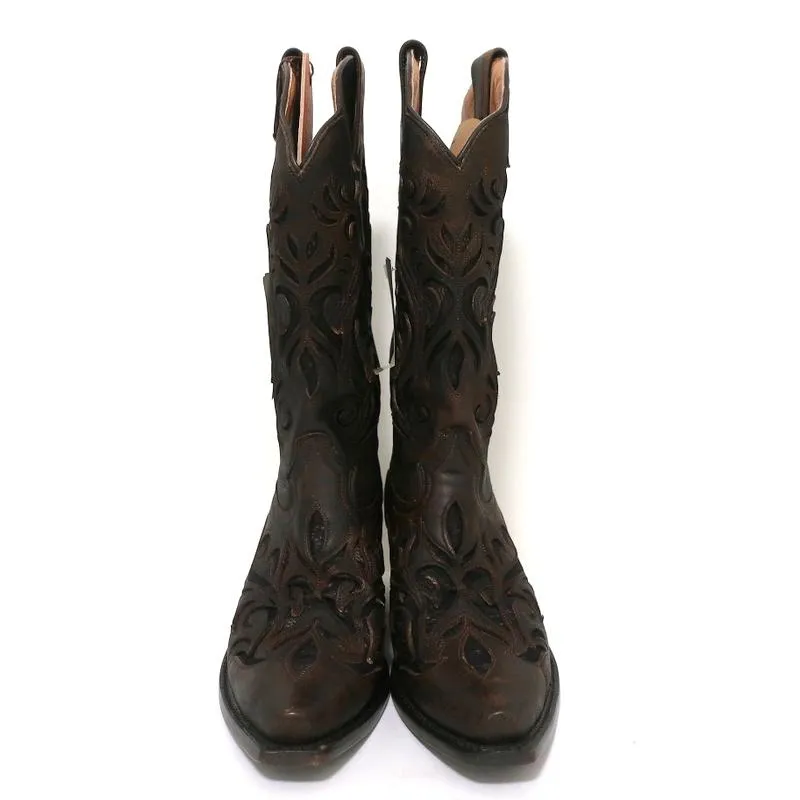 Bottes cowboy Stetson marron en cuir ajouré avec lacets taille 7 NEUVE