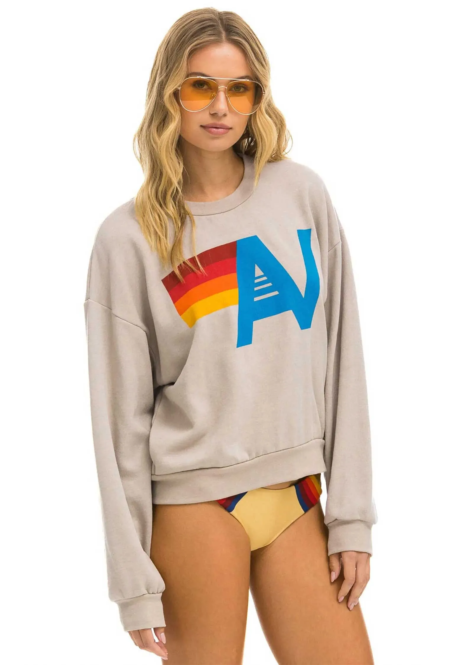 Sweatshirt à logo équipage Swrxlo sable Vêtements_Aviator-Nation