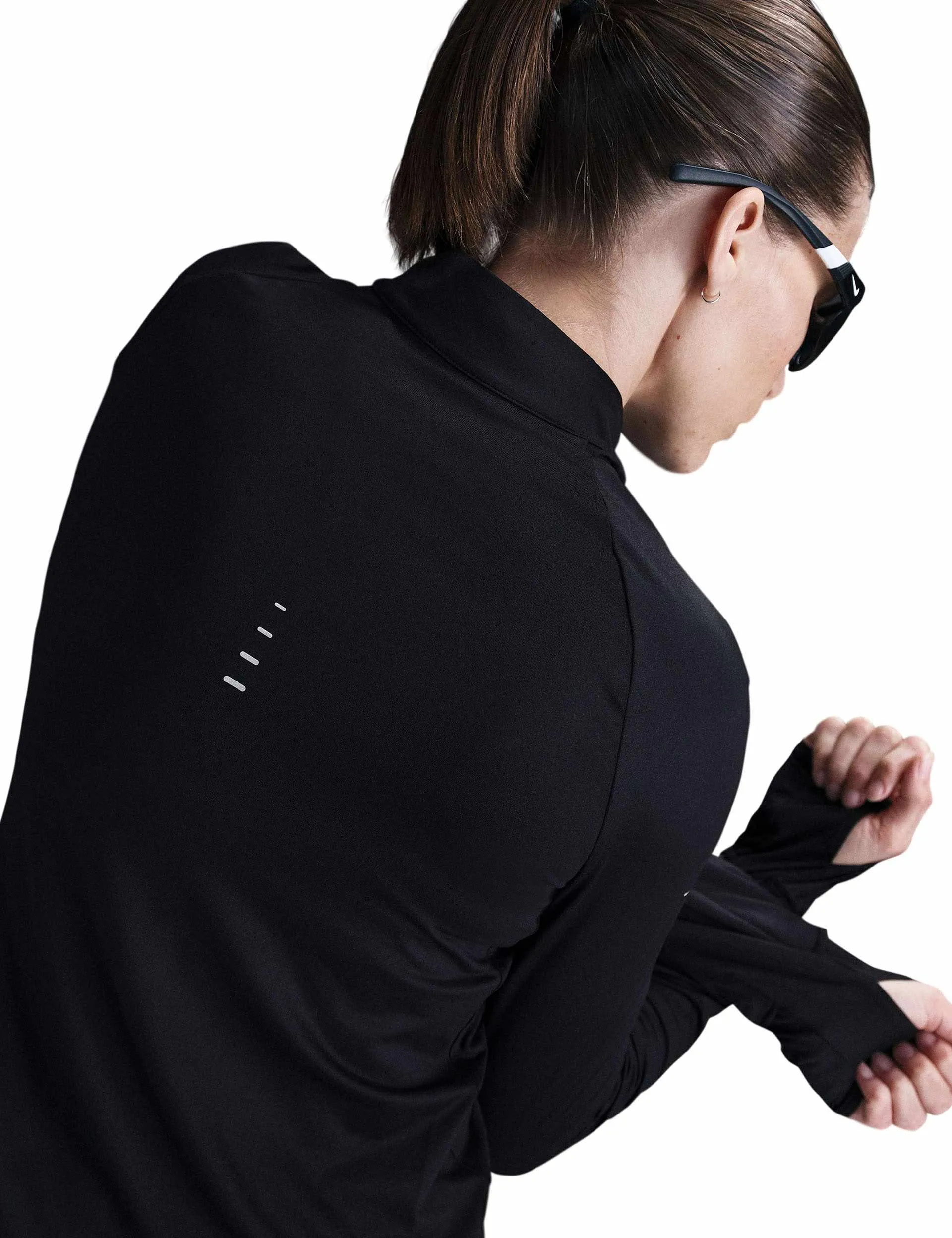 Haut de course Swift Dri-FIT UV 1/4 zip - Noir/Argent réfléchissant