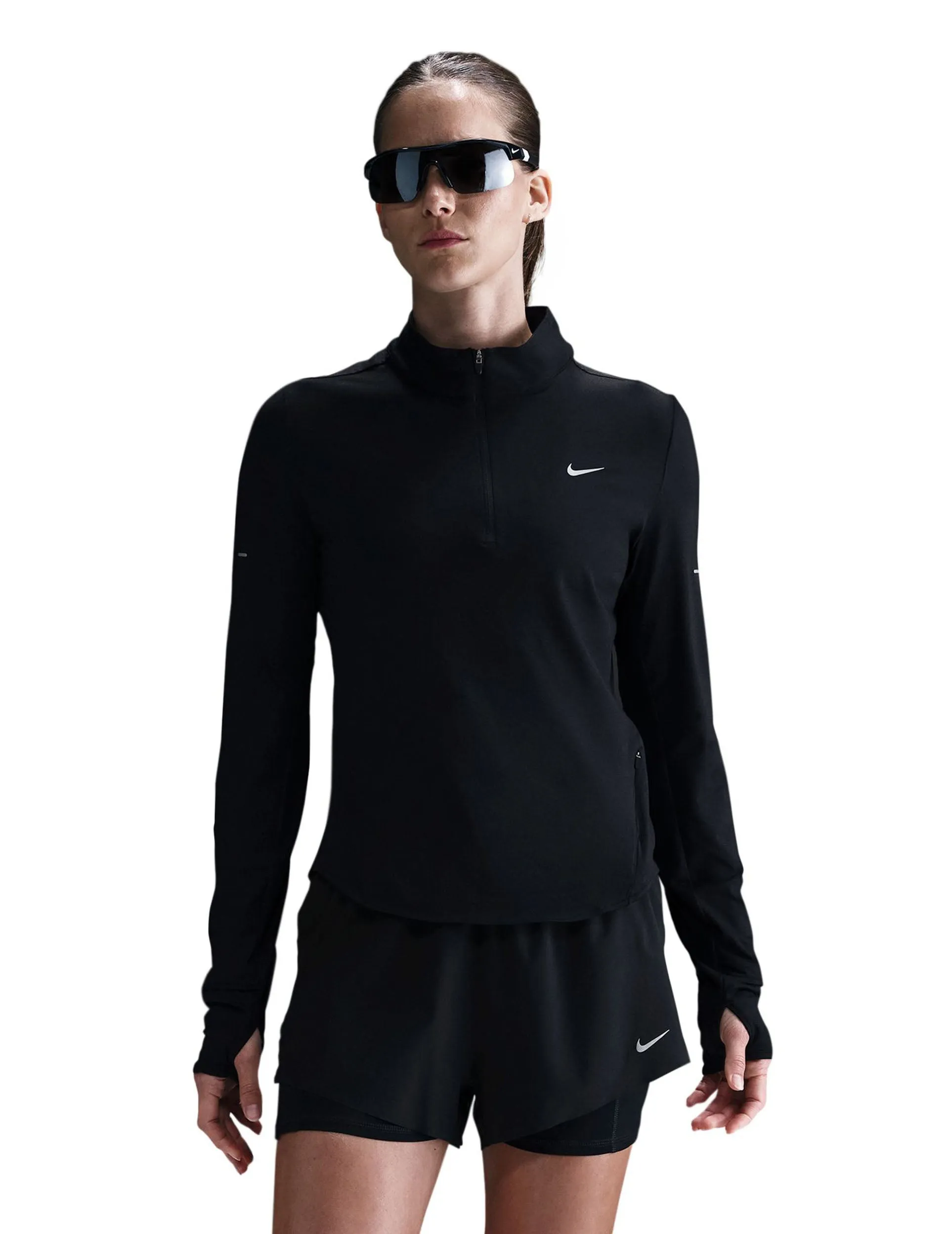 Haut de course Swift Dri-FIT UV 1/4 zip - Noir/Argent réfléchissant