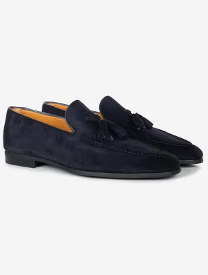 Mocassin à gland en daim bleu marine