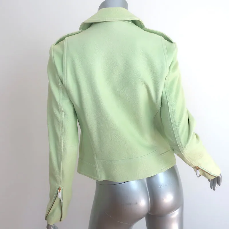 Veste en cuir moto Theory Elenian vert pastel Taille Moyenne NEUVE