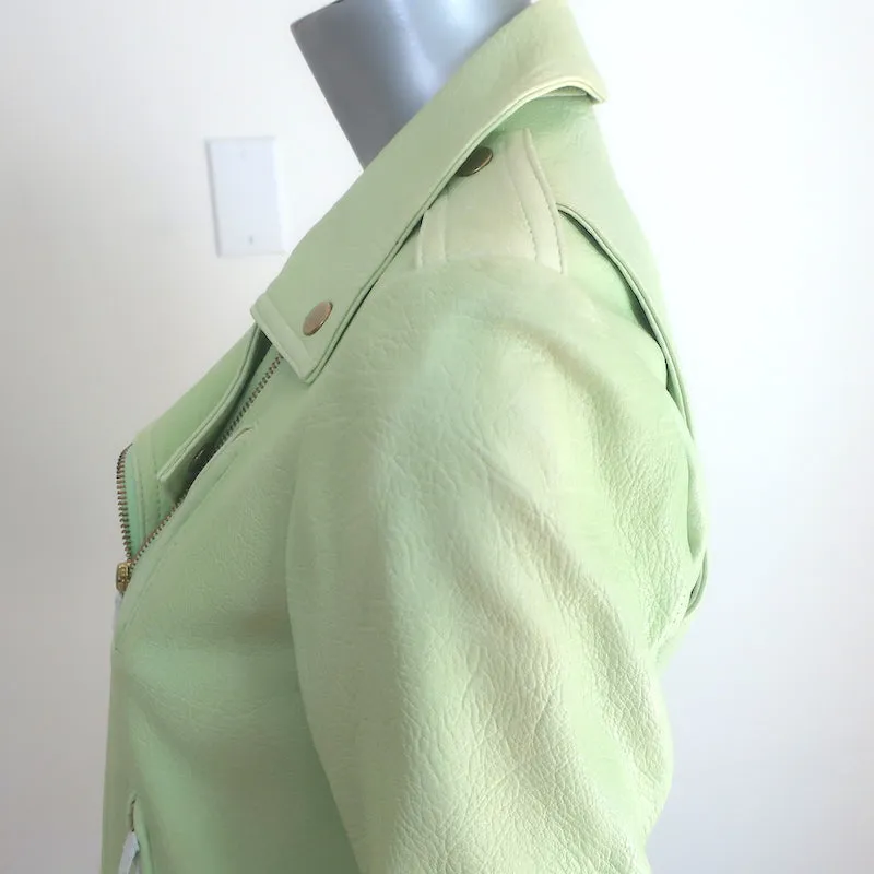 Veste en cuir moto Theory Elenian vert pastel Taille Moyenne NEUVE
