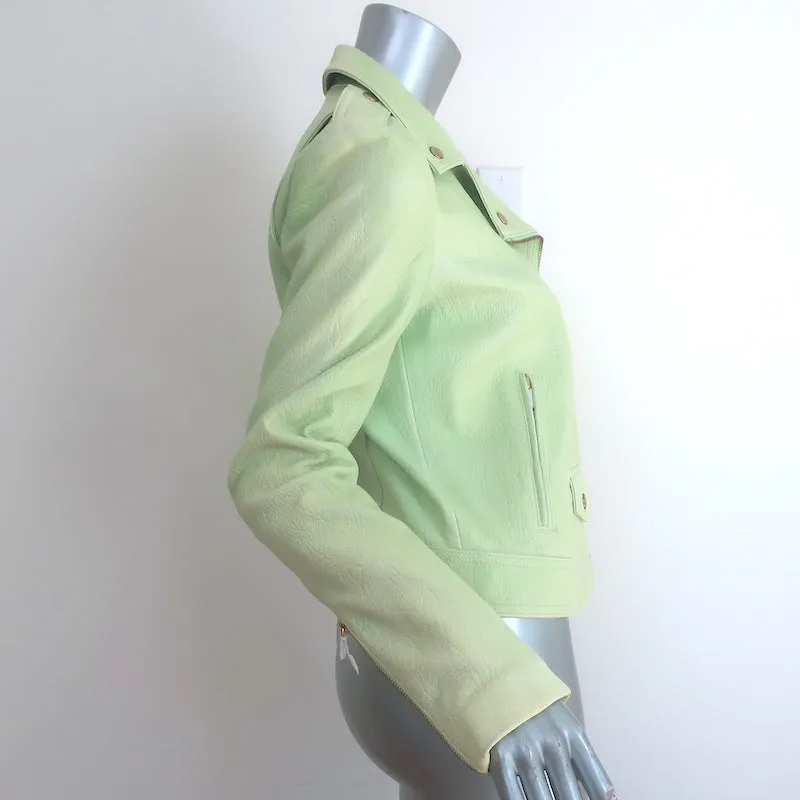 Veste en cuir moto Theory Elenian vert pastel Taille Moyenne NEUVE