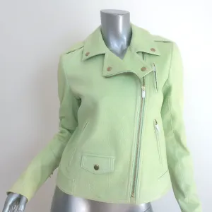 Veste en cuir moto Theory Elenian vert pastel Taille Moyenne NEUVE