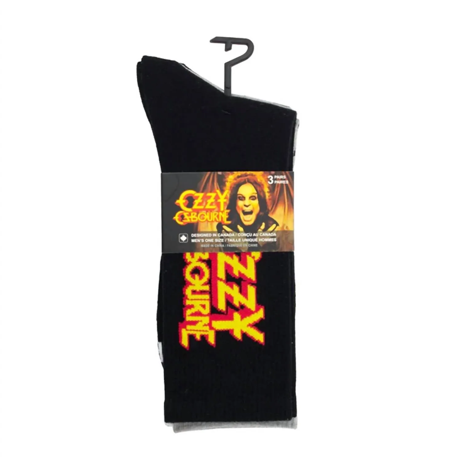 Unisexe - 3 paires de chaussettes Ozzy assorties en noir/gris/noir