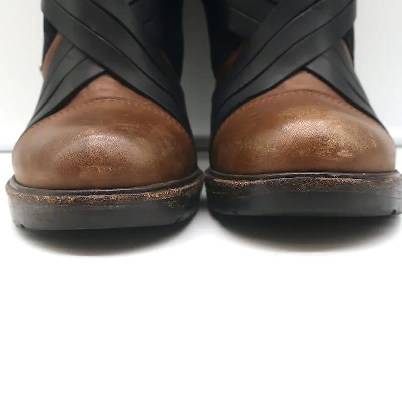 Bottes Vanessa Bruno en cuir marron et daim noir avec garniture en fausse fourrure taille 41