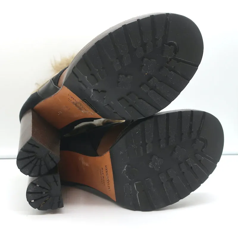Bottes Vanessa Bruno en cuir marron et daim noir avec garniture en fausse fourrure taille 41