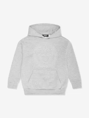 Pull à capuche gris Versace Kids avec logo Medusa