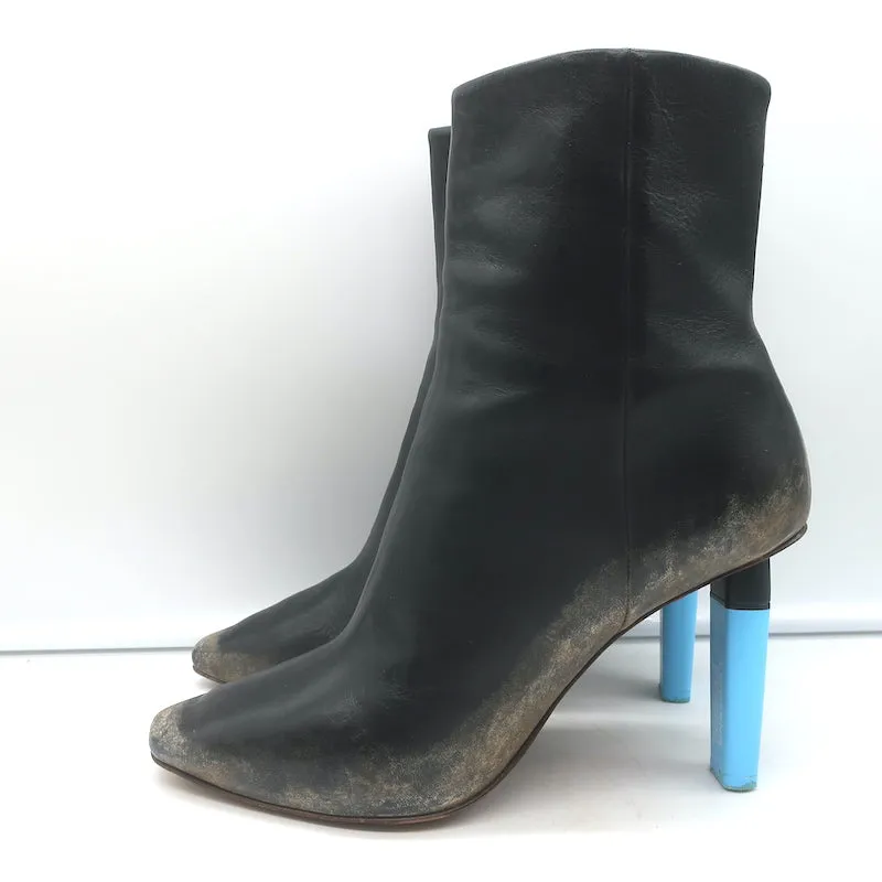 Bottes Gypsy à Talons Hauts et Effets Usés en Cuir Noir Taille 41