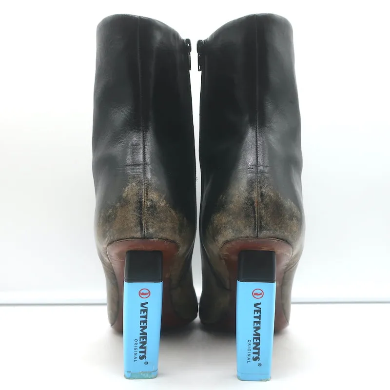 Bottes Gypsy à Talons Hauts et Effets Usés en Cuir Noir Taille 41
