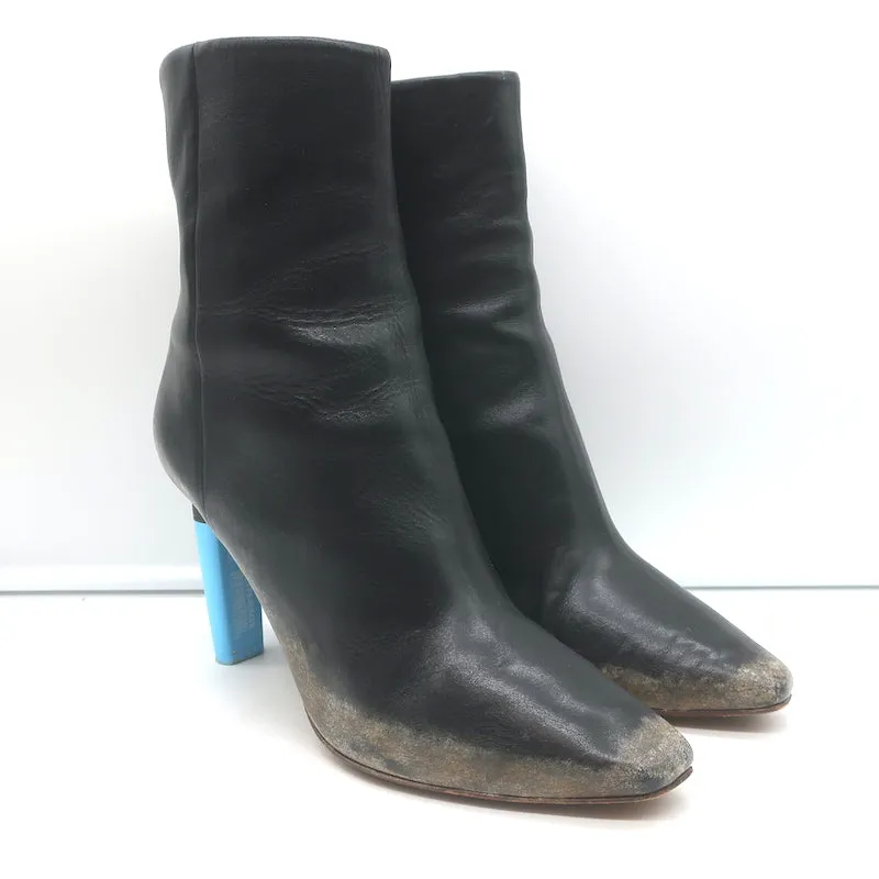 Bottes Gypsy à Talons Hauts et Effets Usés en Cuir Noir Taille 41