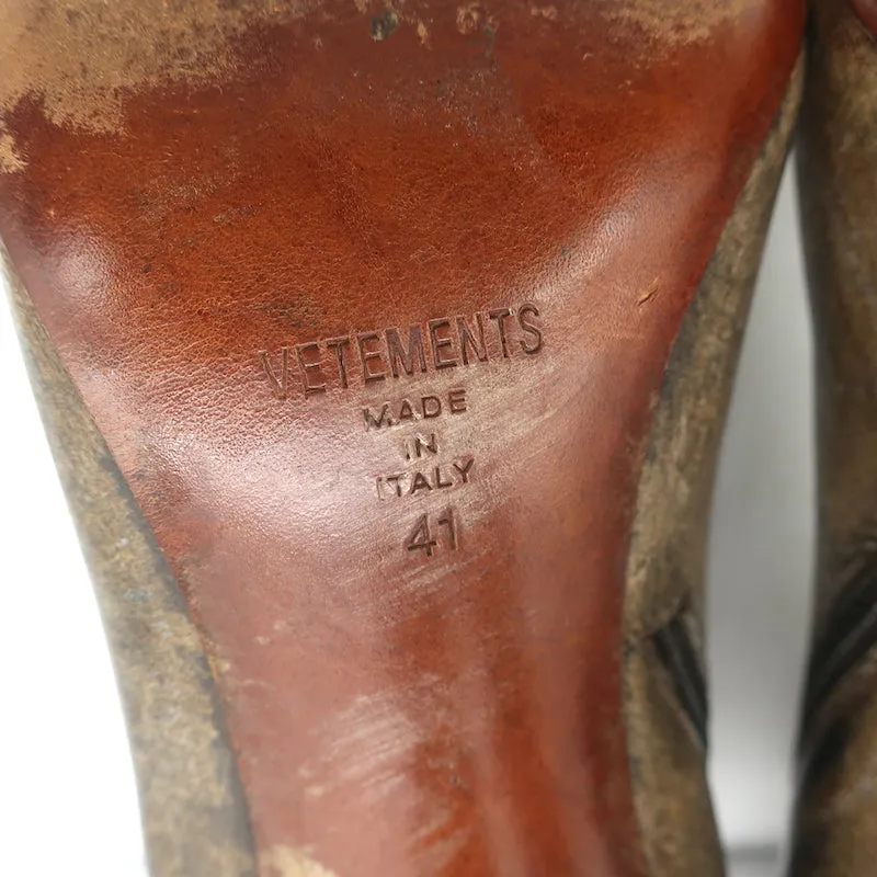 Bottes Gypsy à Talons Hauts et Effets Usés en Cuir Noir Taille 41