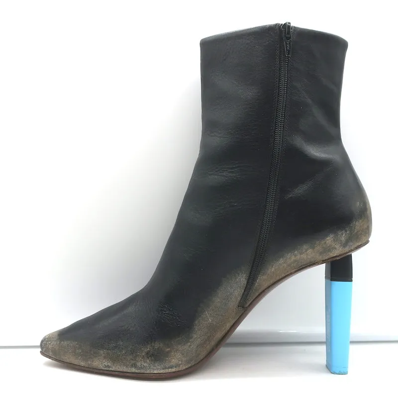 Bottes Gypsy à Talons Hauts et Effets Usés en Cuir Noir Taille 41