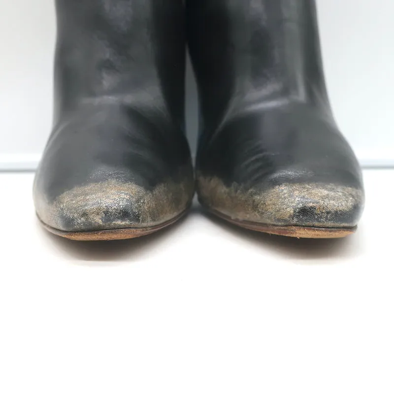 Bottes Gypsy à Talons Hauts et Effets Usés en Cuir Noir Taille 41