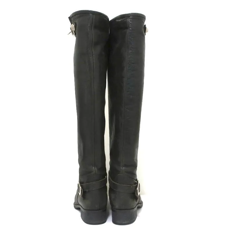 Bottes à boucle montantes Via Roma 15 en cuir anthracite taille 37