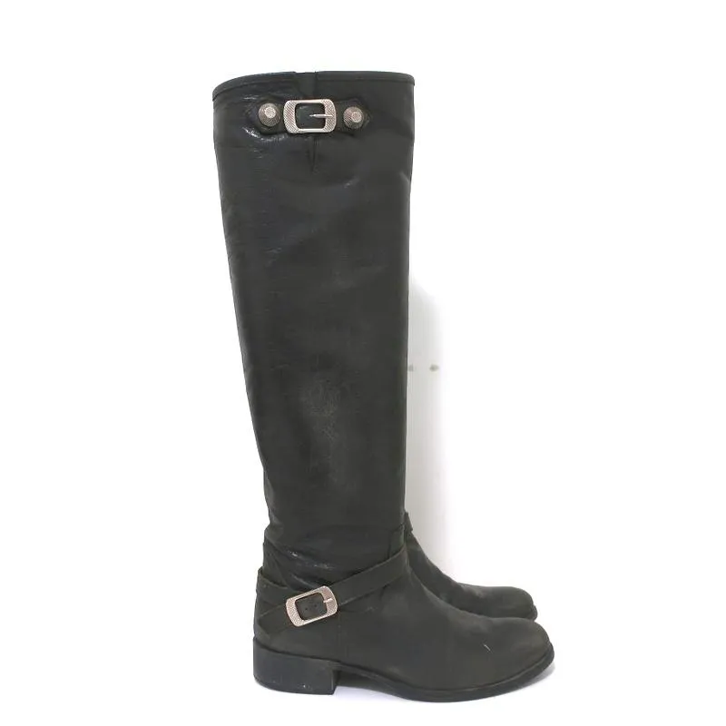 Bottes à boucle montantes Via Roma 15 en cuir anthracite taille 37